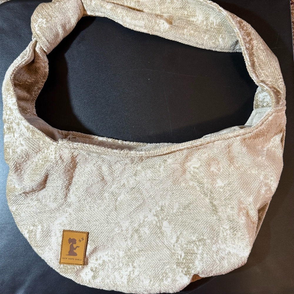 New Hope Girls Beige Textured Hobo Ethically Made Shoulder Bag 16X20